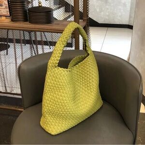 Green Hobo Shoulder Bag With Vegan Leather